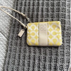 Coach Yellow & Cream Signature Wristlet Pouch